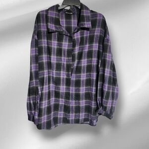 Purple and Black Plaid Shirt